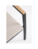 Sedia Zelmar in Alluminio con Cuscino, Braccioli Effetto Legno, Impilabile, Idrorepellente, Resistente per Esterni