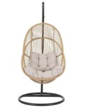 Poltrona Sospesa Martinica con Cuscini, Struttura in Acciaio e Fibra Sintetica, Design Elegante per Giardino e Terrazzo