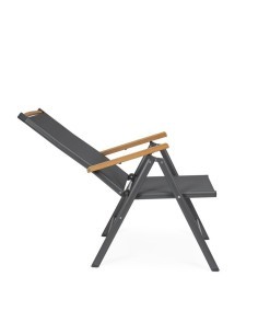 Sedia con Braccioli Reclinabile in Alluminio, Pieghevole e con Seduta in Textilene, Resistente e Comfortevole per Esterni