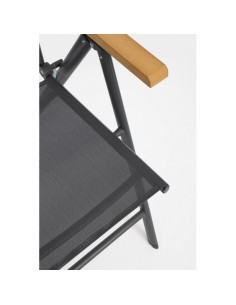 Sedia con Braccioli Reclinabile in Alluminio, Pieghevole e con Seduta in Textilene, Resistente e Comfortevole per Esterni