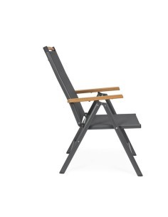 Sedia con Braccioli Reclinabile in Alluminio, Pieghevole e con Seduta in Textilene, Resistente e Comfortevole per Esterni