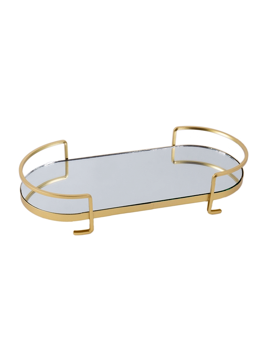 VASSOIO 140294 METALLO DORATO CON SPECCHIO 36X16X7CM