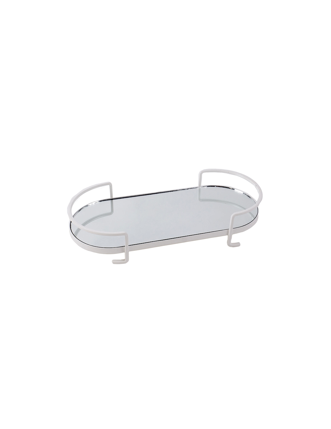 VASSOIO 140295 METALLO BIANCO CON SPECCHIO 36X16X7CM