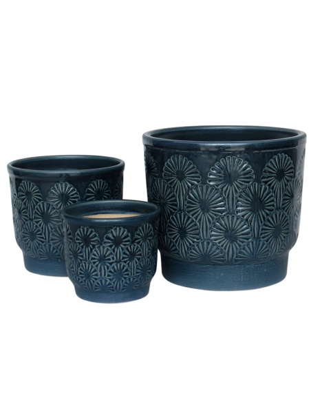 CACHEPOT 140533 3 MIS CERAMICA BLU 22X21CM