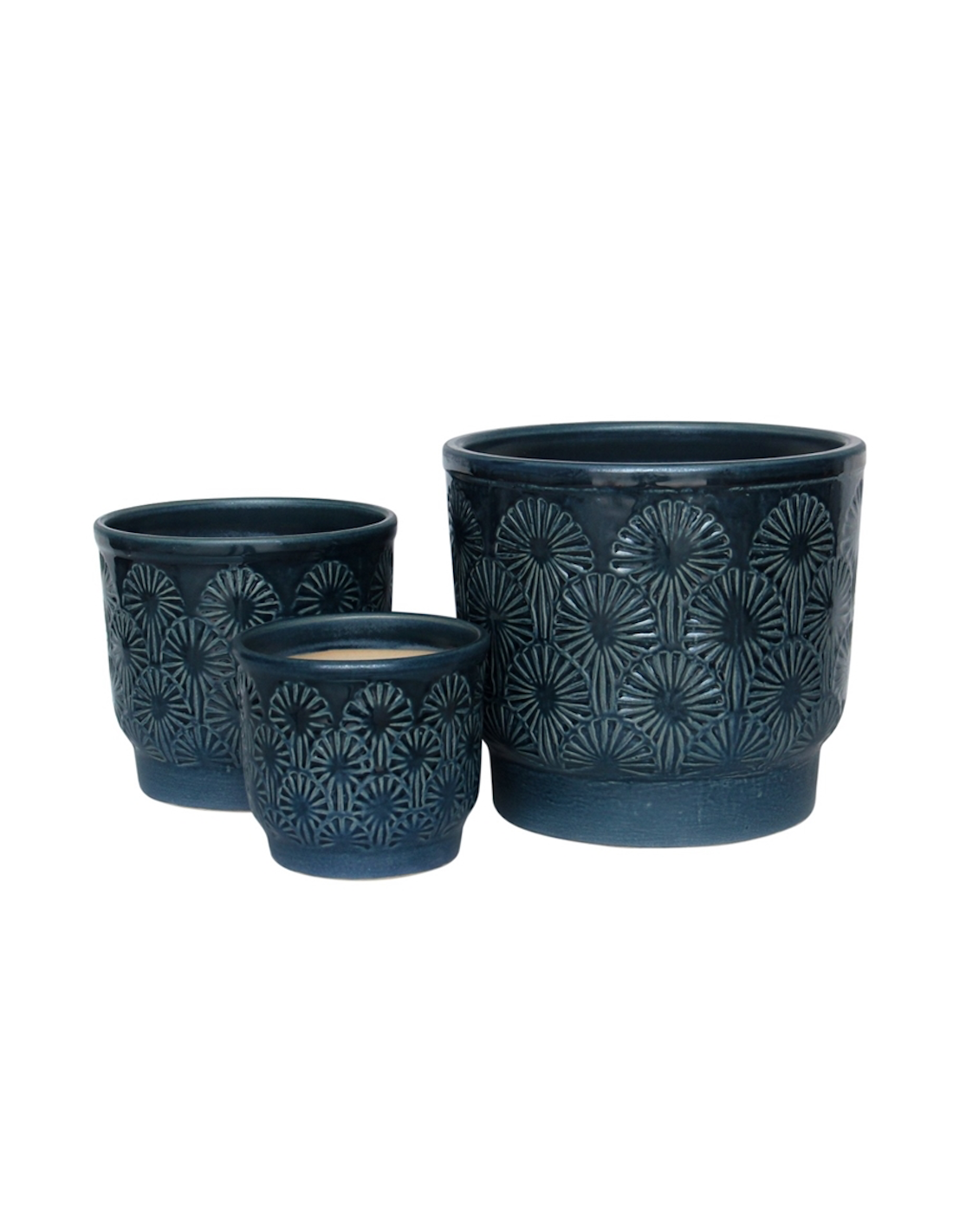 CACHEPOT 140533 3 MIS CERAMICA BLU 22X21CM