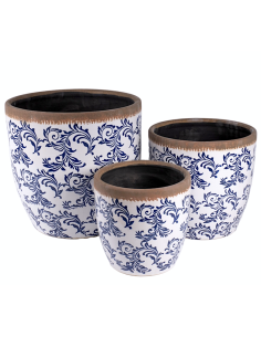 CACHEPOT 140682 2 MIS CERAMICA BIANCO/BLU 27X27CM