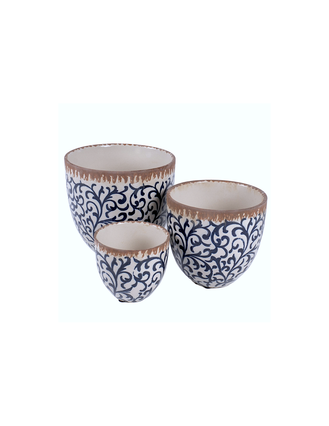 CACHEPOT 140686 2 MIS CERAMICA BIANCO/BLU 10X9CM