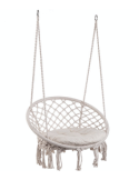 Amaca Pensile Tonda Javier Bizzotto, D88x130 cm, Bianco, Cotone e Poliestere, Relax e Stile per Giardino e Terrazza