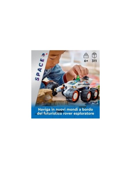 LEGO City Rover Esploratore Spaziale e Vita Aliena, Veicolo Giocattolo da Costruire con Minifigure e Action Figure 60431
