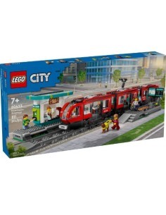 LEGO City Tram e Fermata del Tram 60423, Treno Giocattolo da Costruire, Idea Regalo Compleanno