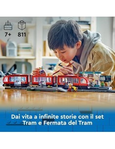 LEGO City Tram e Fermata del Tram 60423, Treno Giocattolo da Costruire, Idea Regalo Compleanno