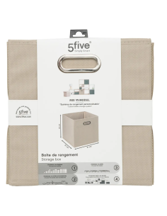 5 Five Caja Organizadora, contenitore in tessuto, colore grigio scuro, organizer per scaffali, 31x31 cm, salvaspazio