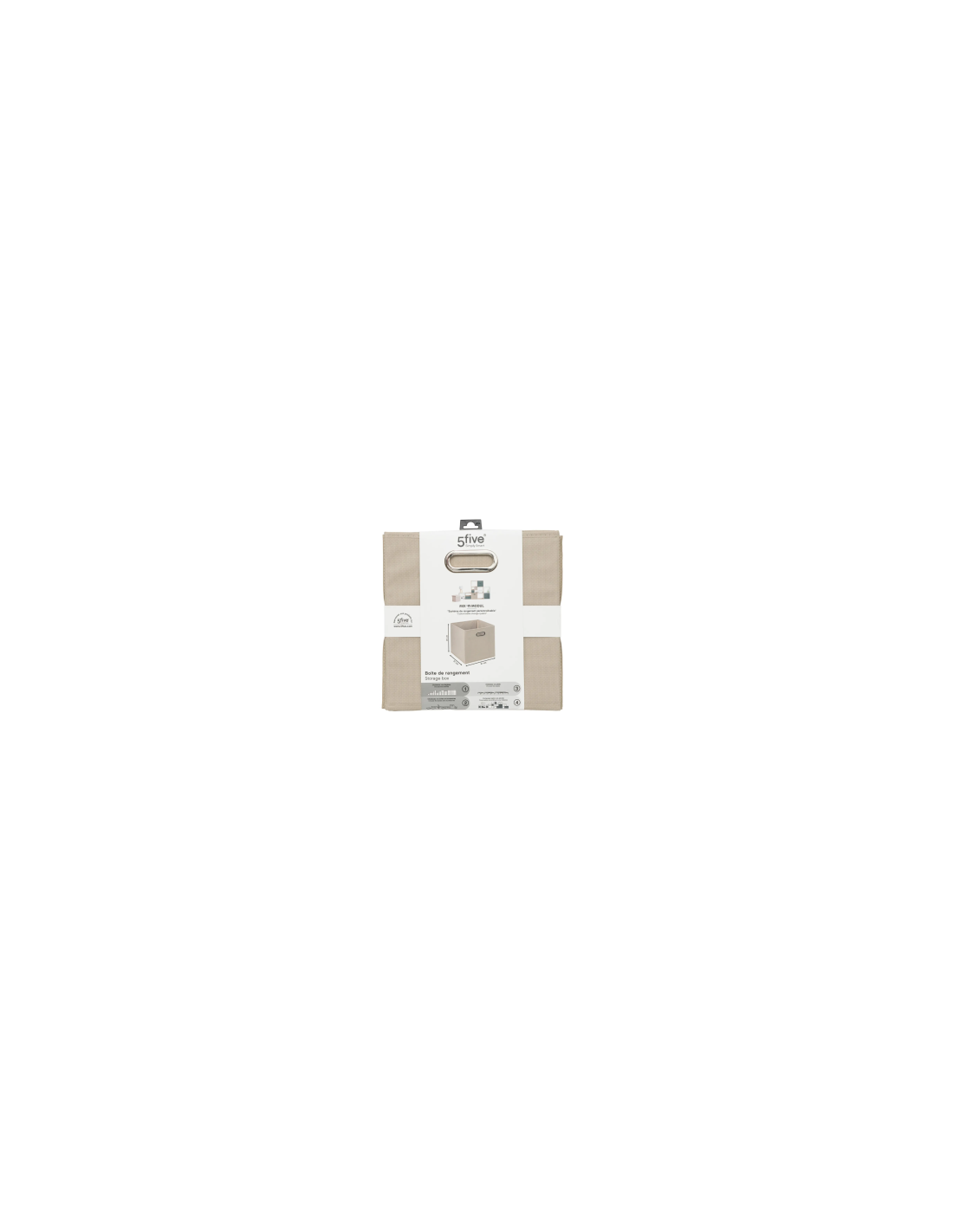 5 Five Caja Organizadora, contenitore in tessuto, colore grigio scuro, organizer per scaffali, 31x31 cm, salvaspazio