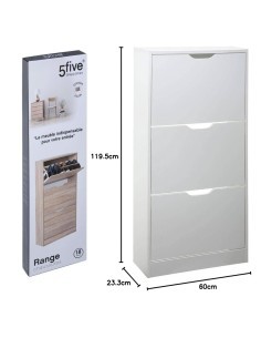 Scarpiera 3 Cassetti Bianco in Legno, 60x23x118 cm – Salvaspazio Elegante