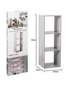 SCAFFALE GRIGIO 3 RIPIANI 34X32X100 su TreG Ingrosso