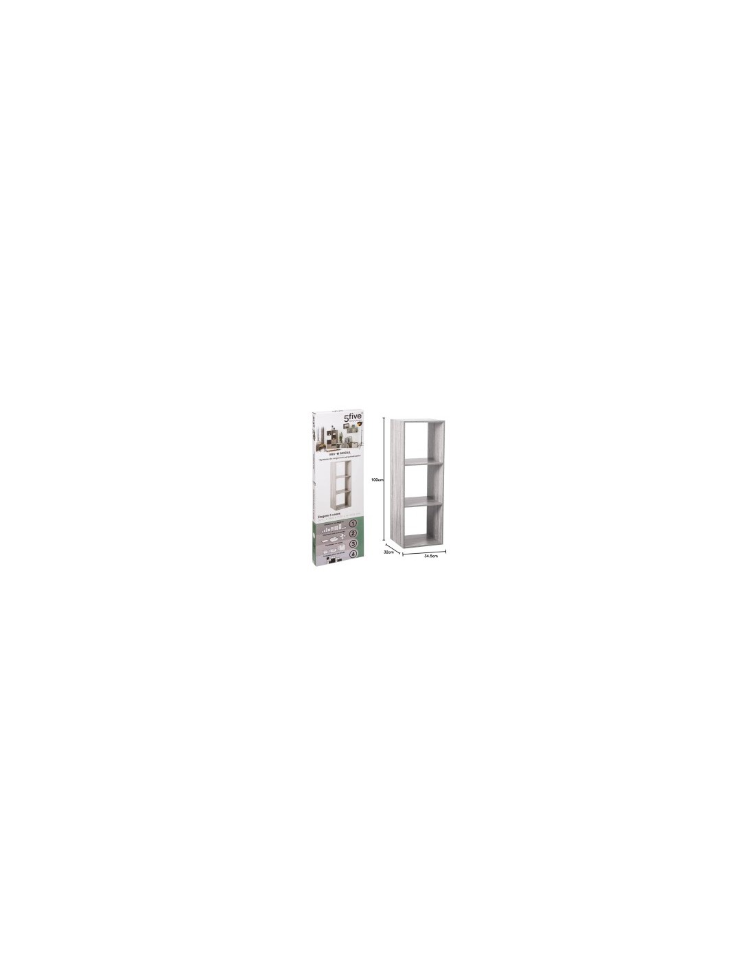 SCAFFALE GRIGIO 3 RIPIANI 34X32X100 su TreG Ingrosso