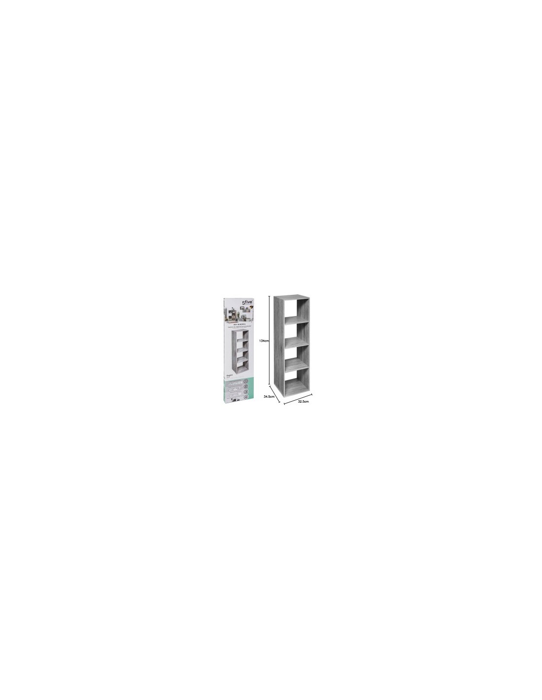 SCAFFALE GRIGIO 4 PIANI 34X32X134CM su TreG Ingrosso
