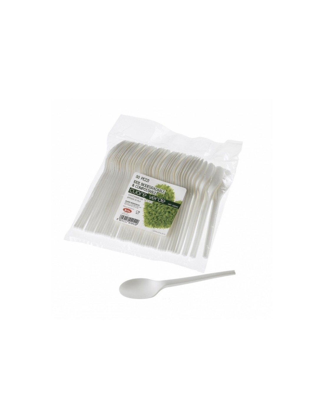 CONFEZIONE 50 CUCCHIAI BIODEGRADABILI 16CM LEONE SRL