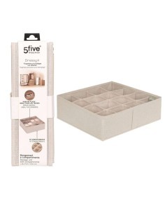 Cassetto Portaoggetti Groomy 16 Scomparti 31x31cm, organizer beige, divisorio per cassetti, armadio, accessori