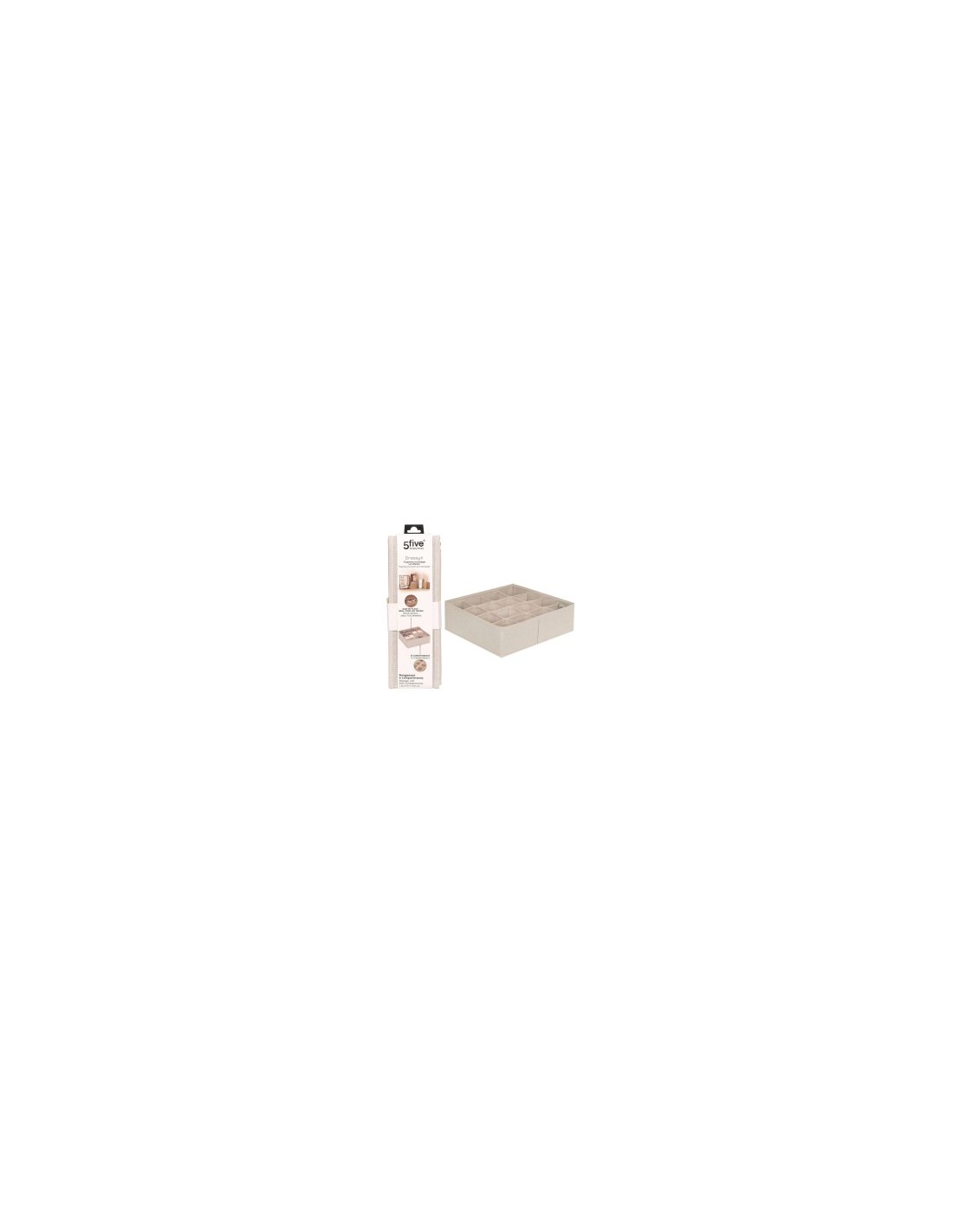 Cassetto Portaoggetti Groomy 16 Scomparti 31x31cm, organizer beige, divisorio per cassetti, armadio, accessori