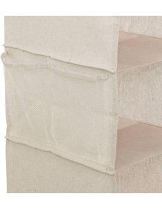 Scarpiera Groomy 6 scomparti con cestino 127x30cm, organizer beige, porta scarpe salvaspazio, armadio