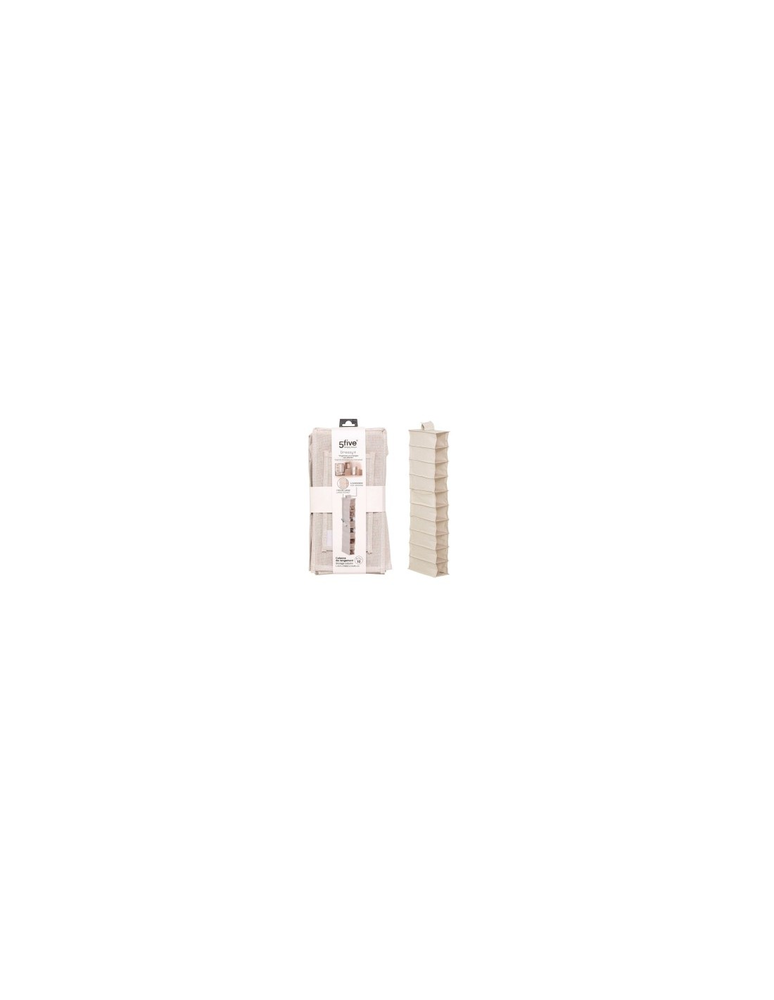 Scarpiera Groomy 10 scomparti con cestino 128x15,5 cm, organizer beige, porta scarpe