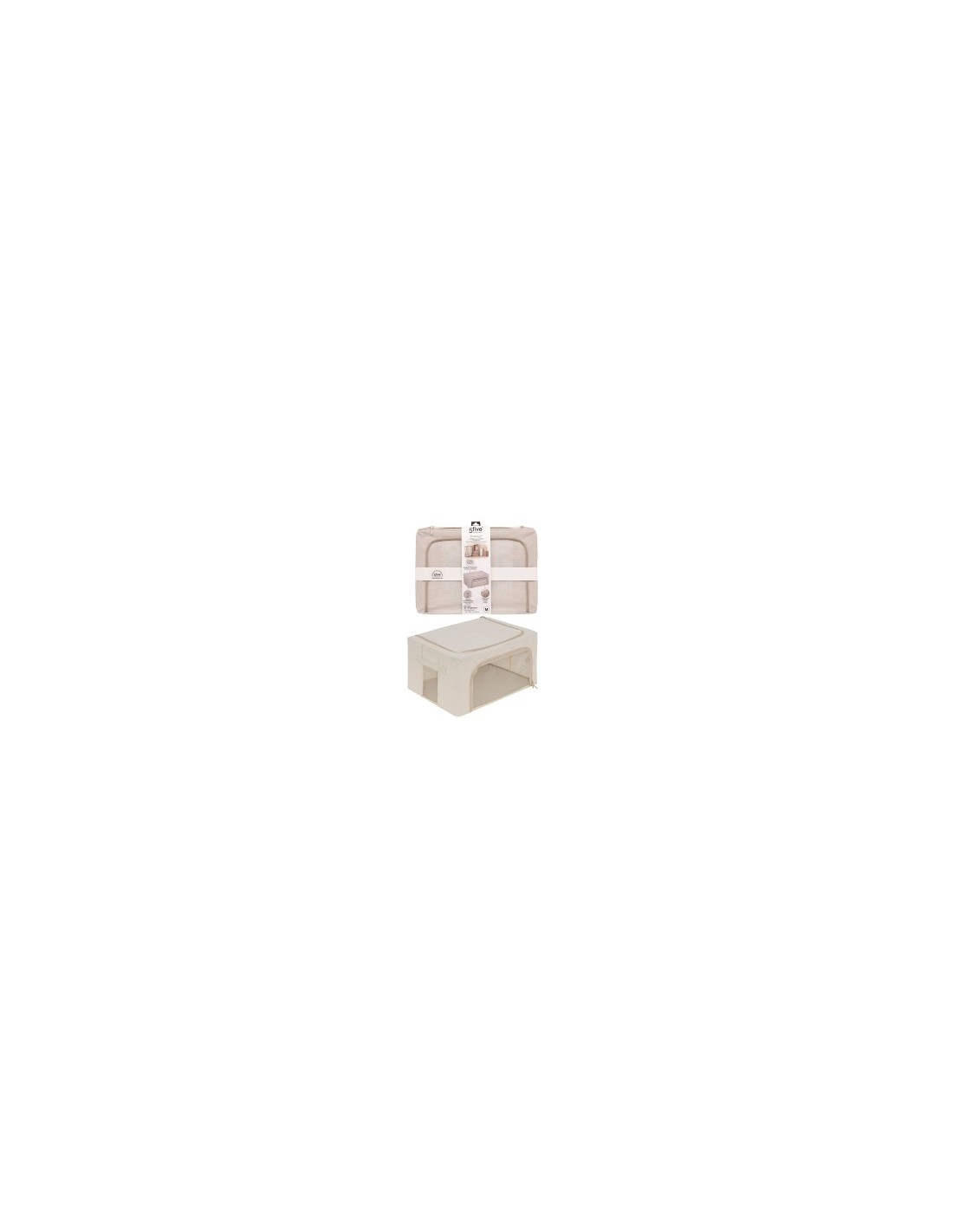 Scatola contenitore Dressy 50x35x25 cm beige, organizer salvaspazio per armadi, biancheria e vestiti, design pieghevole