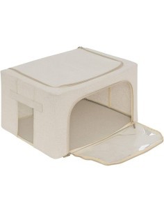 Scatola contenitore Dressy 50x35x25 cm beige, organizer salvaspazio per armadi, biancheria e vestiti, design pieghevole