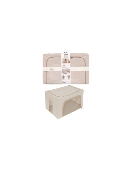 Scatola contenitore Dressy 60x40x32 cm beige, organizer salvaspazio per armadi
