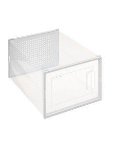 Scatola portascarpe plastica, contenitore trasparente 35x25x18 cm, organizzazione scarpe, resistente, armadi, ripostigli