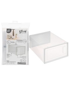 Scatola portascarpe plastica, contenitore trasparente 35x25x18 cm, organizzazione scarpe, resistente, armadi, ripostigli