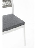 Sedia Alvin in Polipropilene con Cuscino, Schienale Intrecciato in Corda - Bianco/Grigio Chiaro, Resistente ai Raggi UV