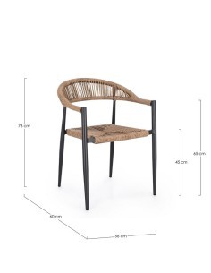 Sedia Jandia con Braccioli Antracite/Naturale, Impilabile e in Fibra Sintetica, Perfetta per Esterni