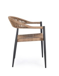 Sedia Jandia con Braccioli Antracite/Naturale, Impilabile e in Fibra Sintetica, Perfetta per Esterni