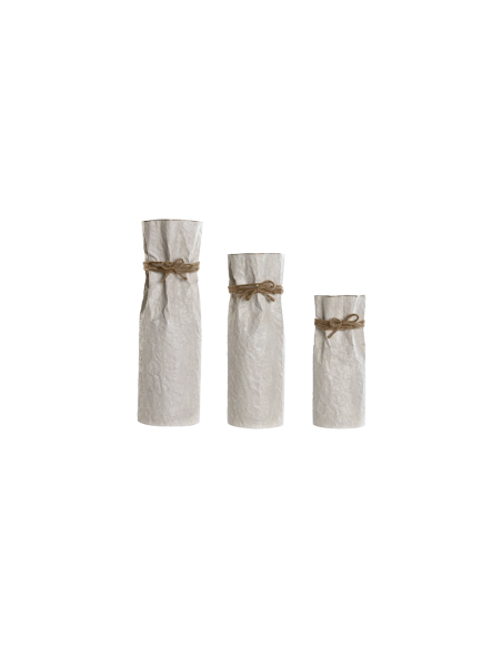 VASO JR218848 1 MIS METALLO/CORDA 14X35CM BEIGE
