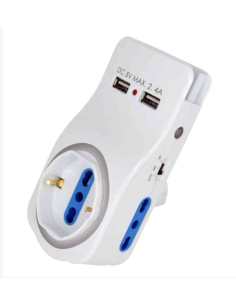 MULTIPRESA CON PORTA CELLULARE SENSORE CREPUSCOLARE