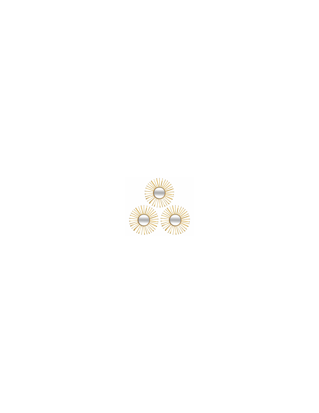 SET 3 SPECCHI 206476 WARREN D24CM METALLO DORATO