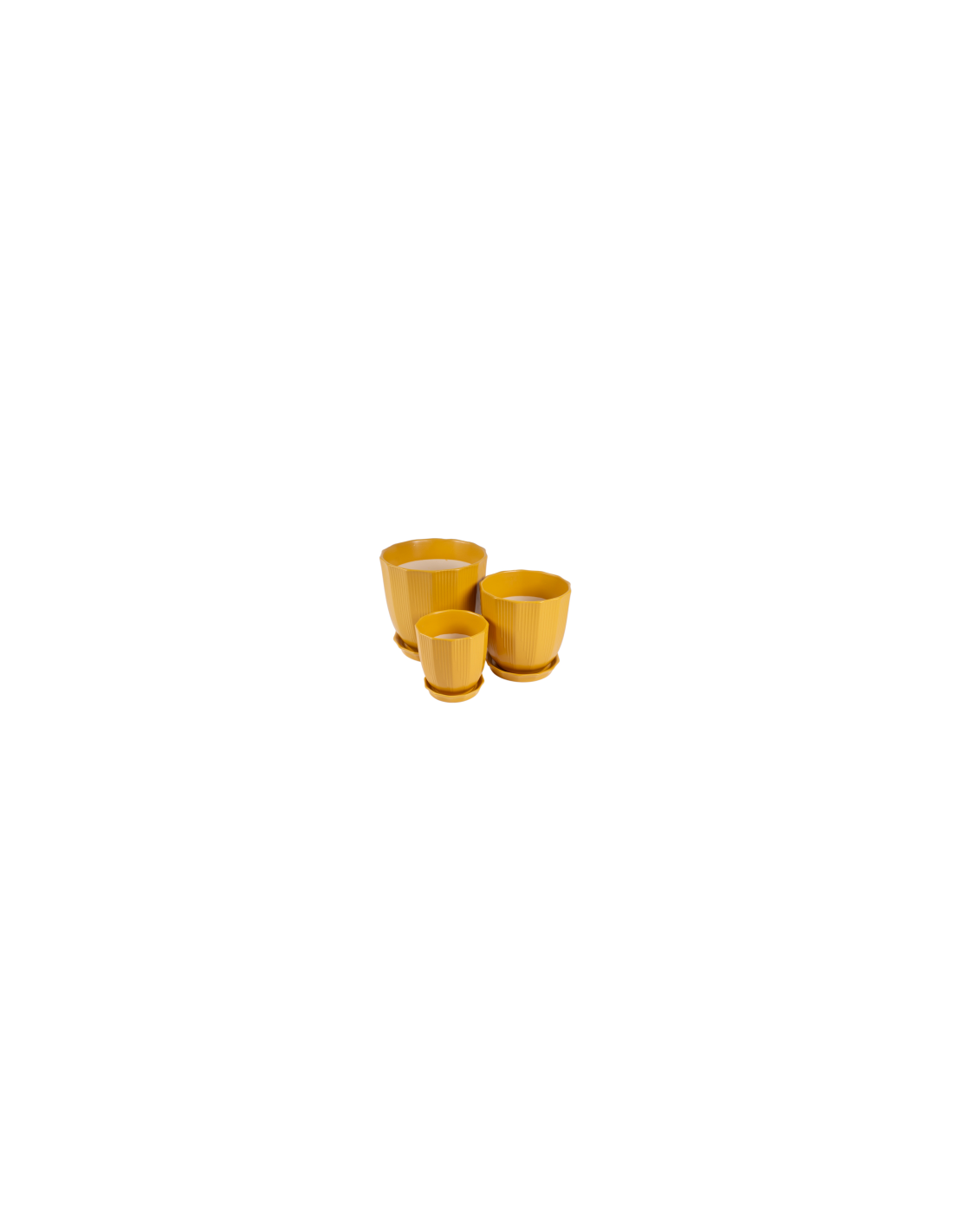 CACHEPOT 140695 2 MIS CERAMICA GIALLO CON SOTTOVASO 15X15CM