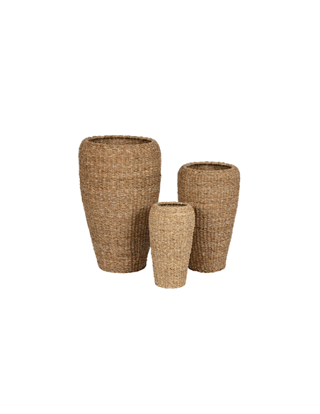 FIORIERA MC210273 1 MIS SEAGRASS/METALLO 21X41CM NATURALE