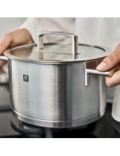 Vitality Batteria di Pentole 5 Pezzi in Acciaio Inox 18/10, Triplo Fondo, con Coperchi, Compatibile Induzione
