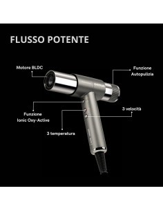G3 Ferrari G30061 Monna Lisa, Asciugacapelli Brushless 2000W, Motore BLDC 110.000 RPM, Ionic Oxy-Active