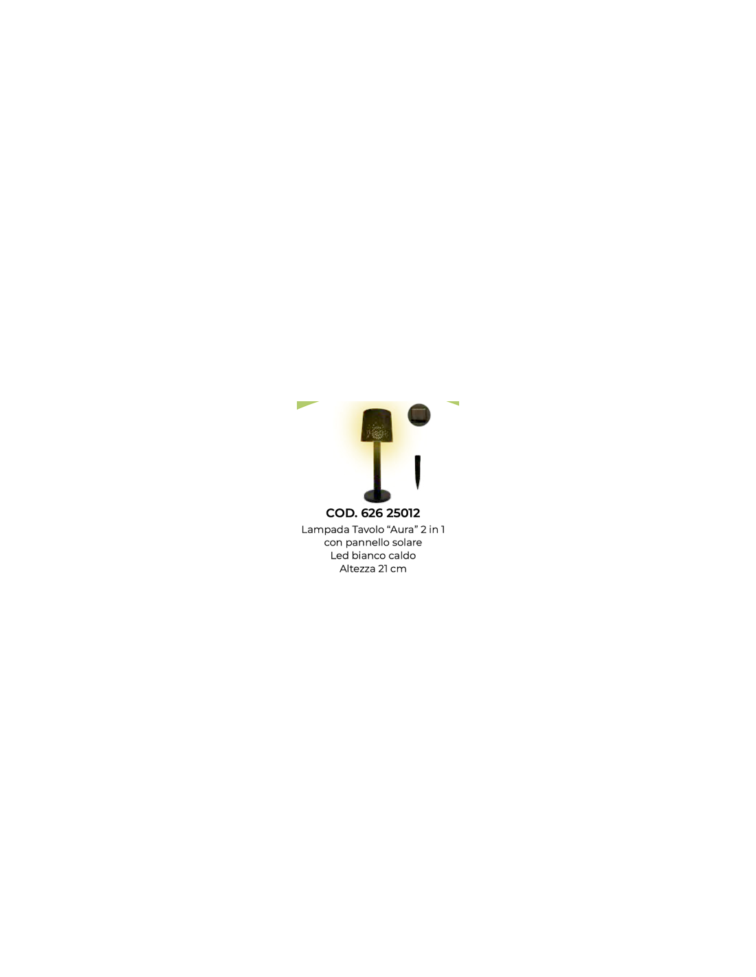 LAMPADA TAVOLO AURA CON PANNELLO SOLARE LED BIANCO CALDO DA ESTERNO H2