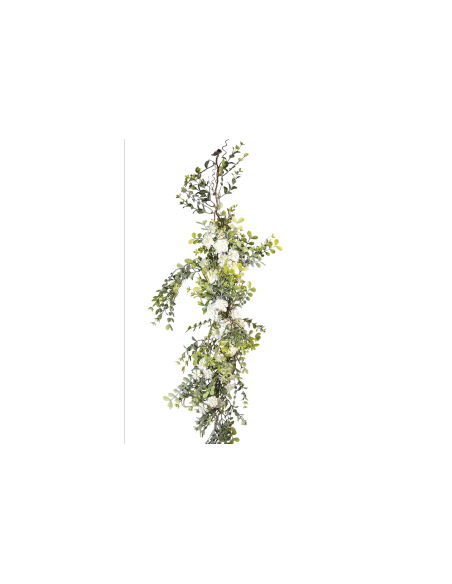 RAMO 271001536 SUCCULENTA CON FIORI BIANCHI 120CM