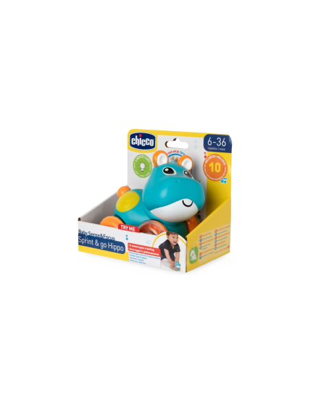 Chicco Hippo Sprint & Go – Ippopotamo Interattivo a Carica per Bambini 6+ Mesi