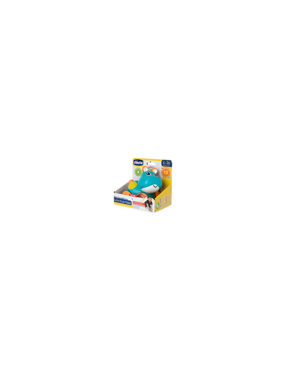 Chicco Hippo Sprint & Go – Ippopotamo Interattivo a Carica per Bambini 6+ Mesi