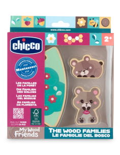 Chicco Set 2 Orsetti-Mamma – Personaggi in Legno Montessori con Puzzle