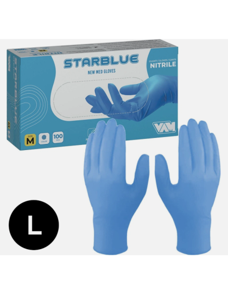 CONF 100 GUANTI NITRILE MIS.L BLU
