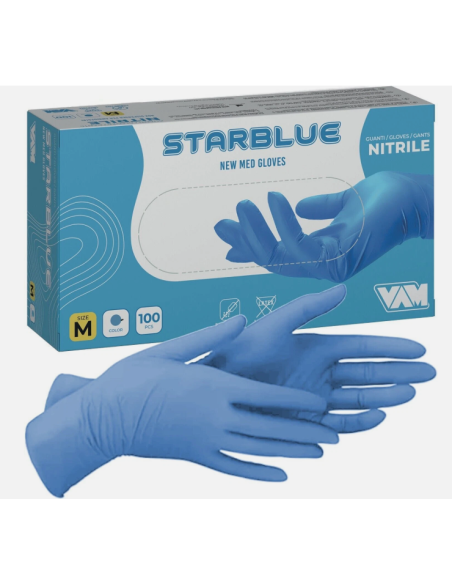 CONF 100 GUANTI NITRILE MIS.M BLU