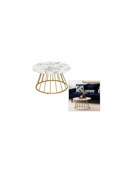 TAVOLINO BASSO 197878 RAYO EFFETTO MARMO BIANCO D70CM H40CM