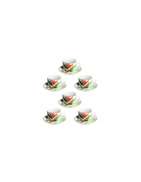 MADISON TROPICALIA SET 6 TAZZE CAFFE CON PIATTINO